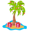 Palm tree with ornaments and presents