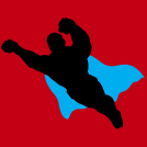 Silhouette of a superhero flying