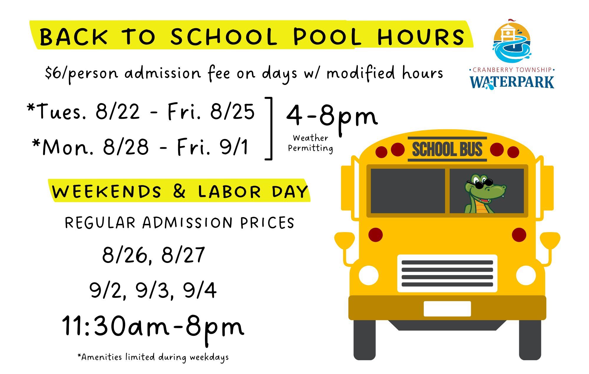Modified Pool Hours 2023